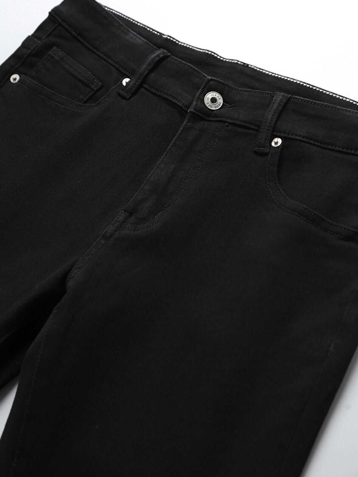 Zip Fly Straight Slim-Fit Washed Jeans