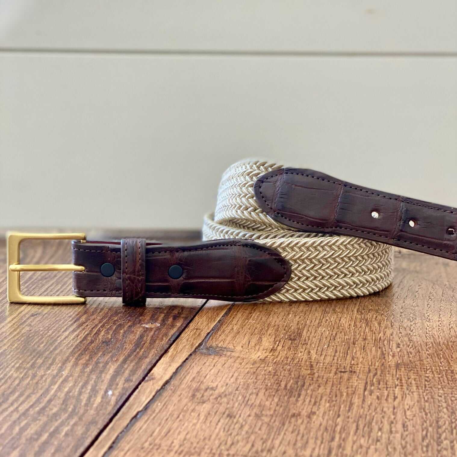 The Stretch Belt, Tan & White