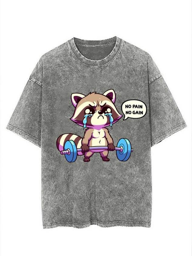 🦊 Fun Fitness Fox Print Washed T-Shirt