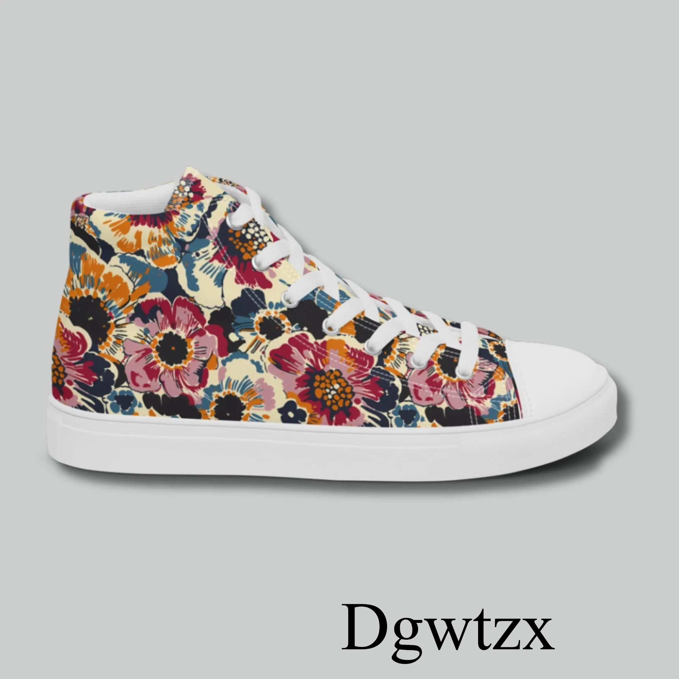 Bold Vintage Floral High Top Canvas Shoes