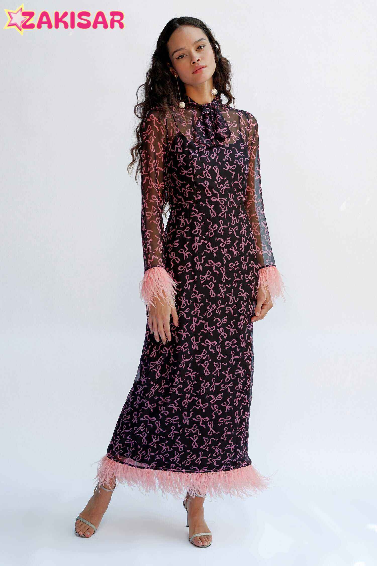 Elisa Bow Dress w. Feathers