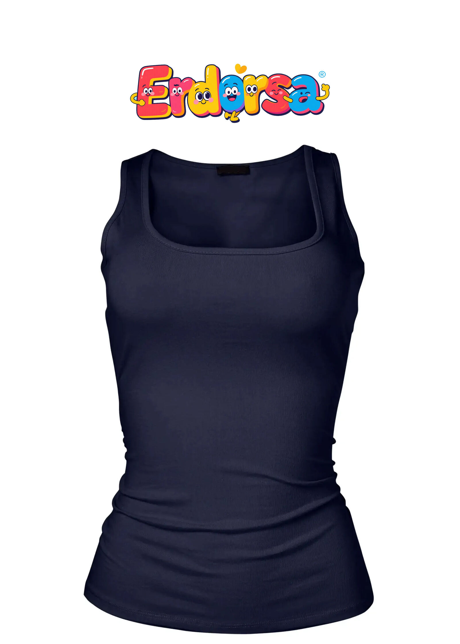 Square Neck Tank Top - Navy