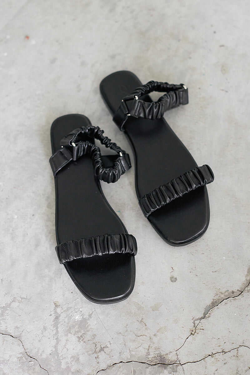 Juno Ruching Sports Sandals in Black