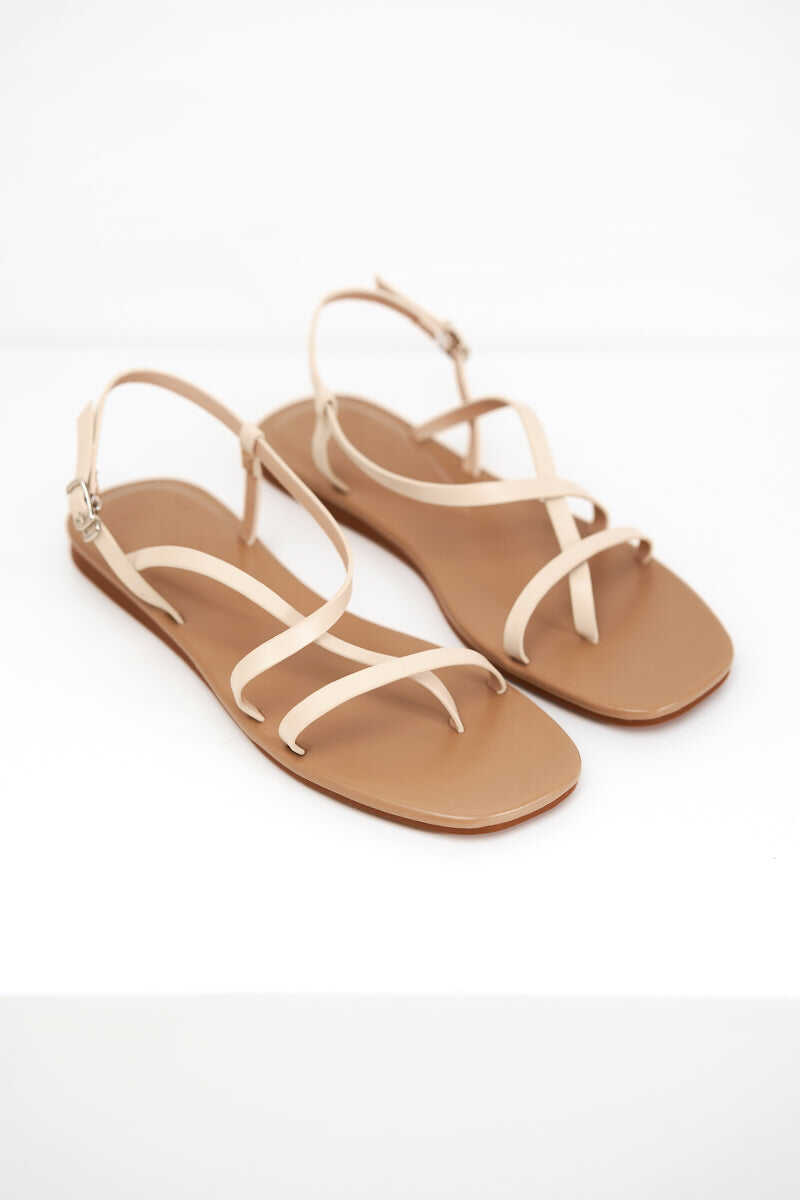 Ylenia Strappy Sandals in Light Beige