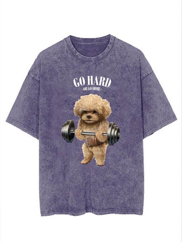 🐶 Washed and Printed Gym Dog T-Shirt