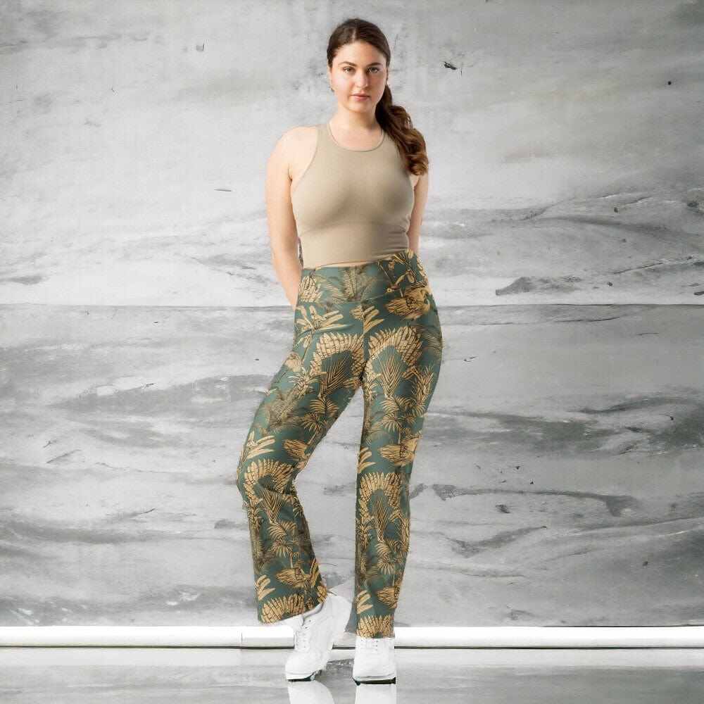 Recycled High-Waisted Flare Leggings, Wild Jungle Elegance