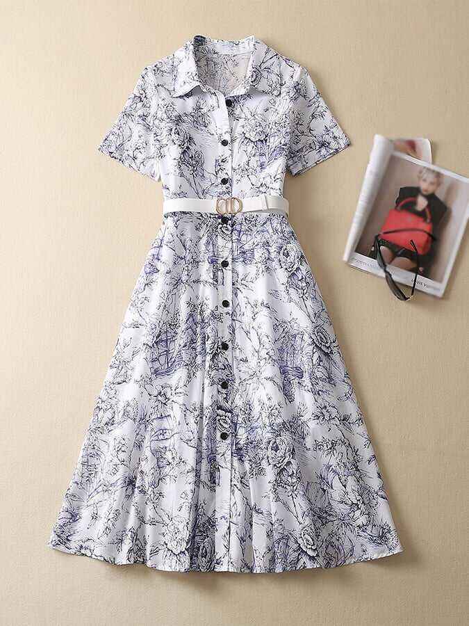 Stylish Elegant Floral Shirt Dress