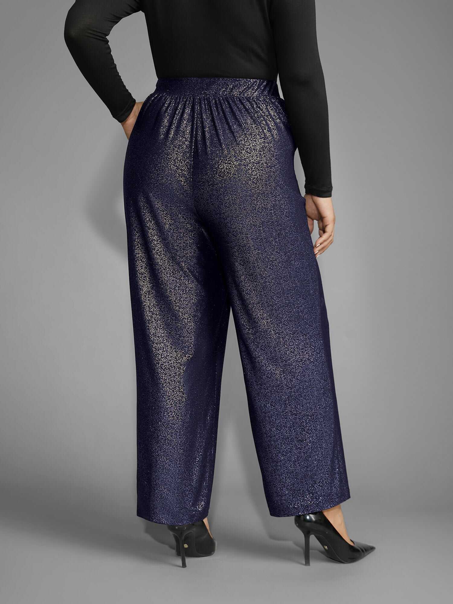 Sequin Knit Elastic Waist Holiday Pants