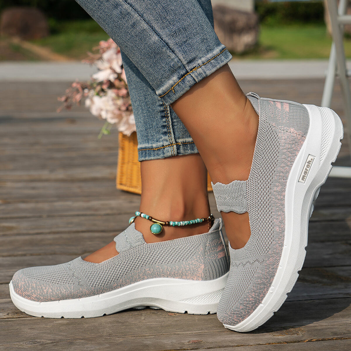 Women's Stylish Knitted Sneakers, Lightweight Soft Sole Walking Slip On Shoes, Breathable Low-top Daily Footwear