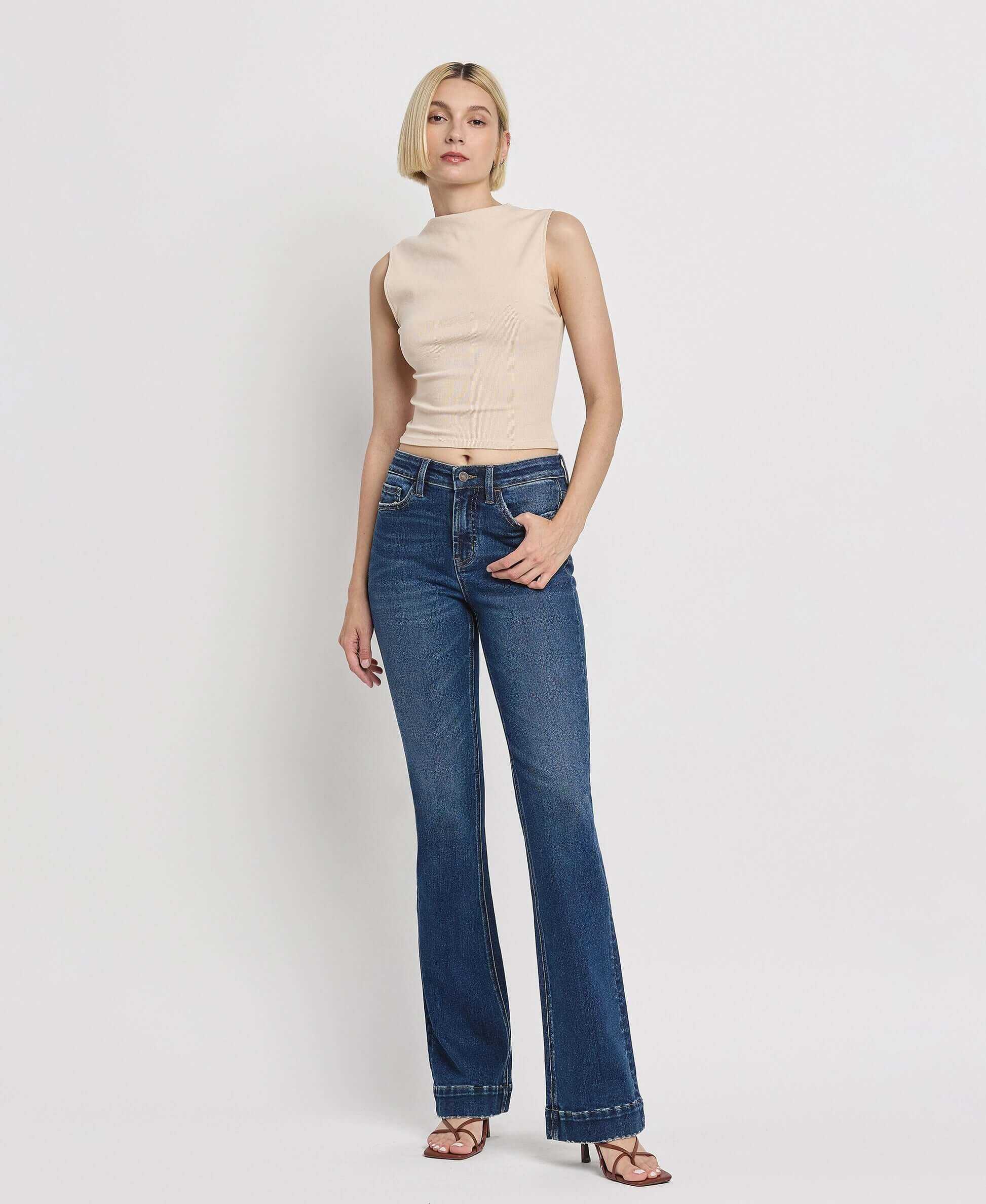 Vervet by Flying Monkey Sustainability High Rise Trouser Fit Boot Cut Jeans