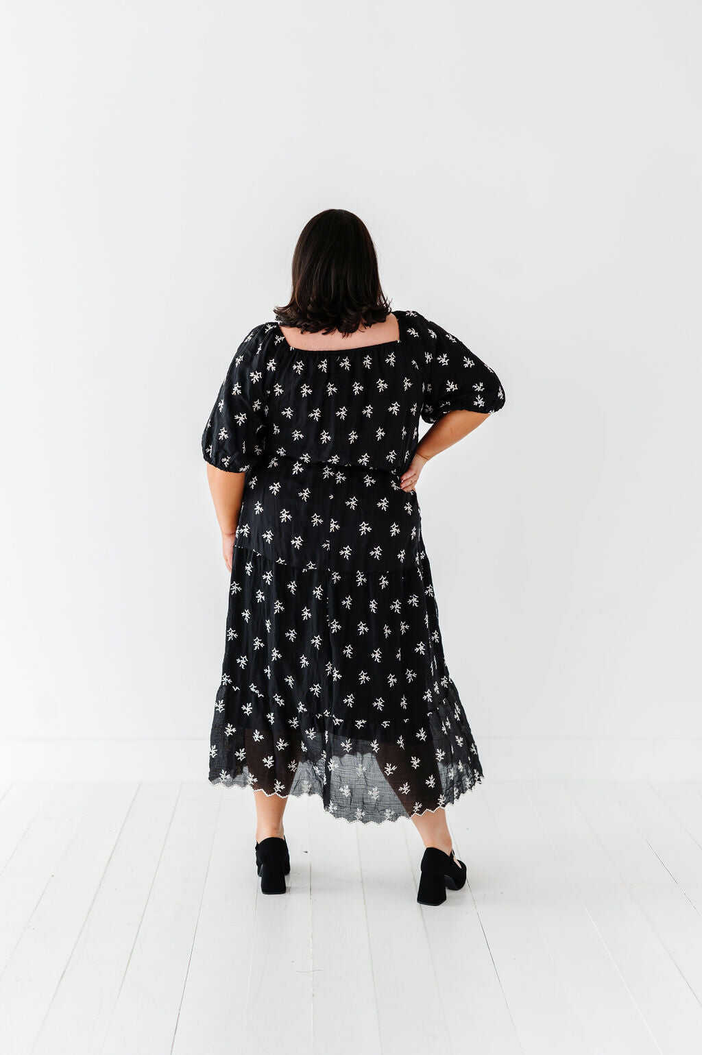 Pearl Midi Dress in Black - Size Small, Medium, & 3X Left