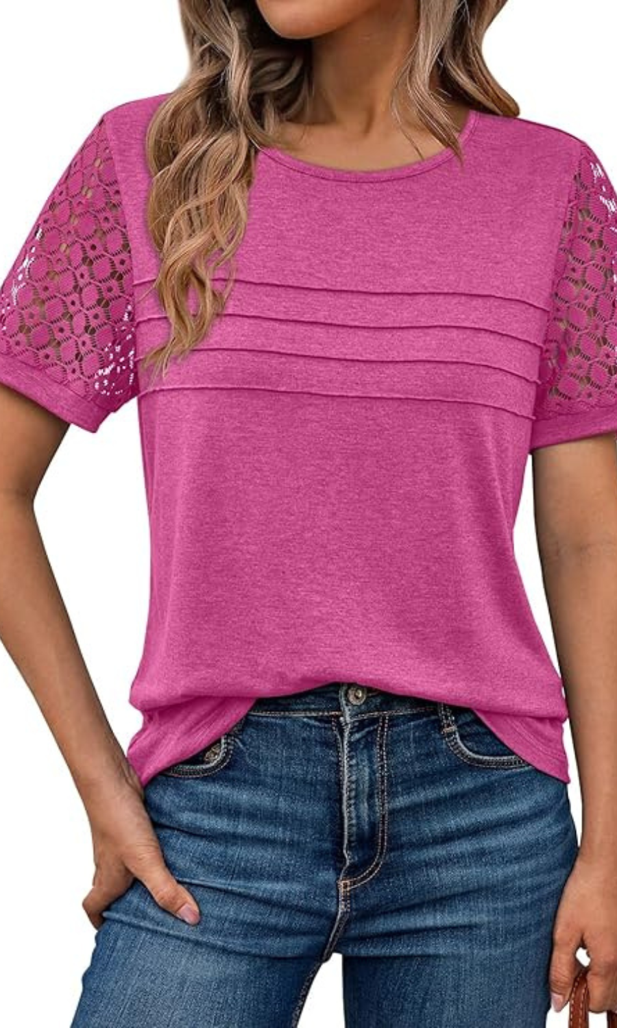 Dressy Lace Casual Shirt With Elegant Sleeves And Lace Detail
