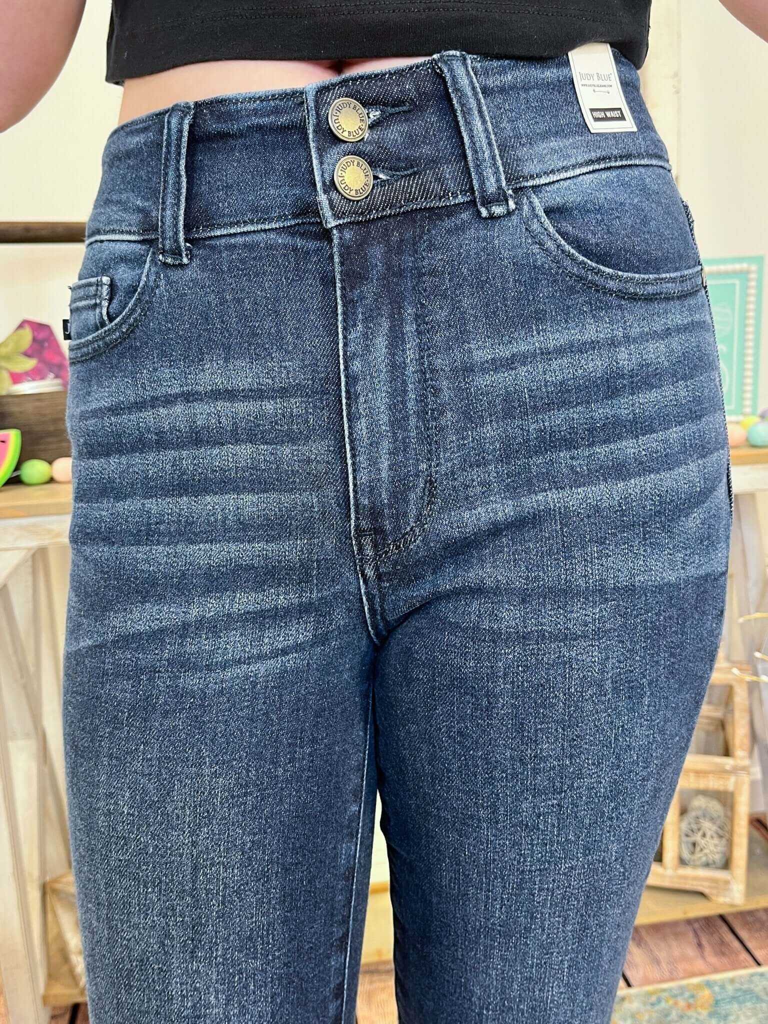 Judy Blue Dark Wash Skinny Fit Capri with Side Slit