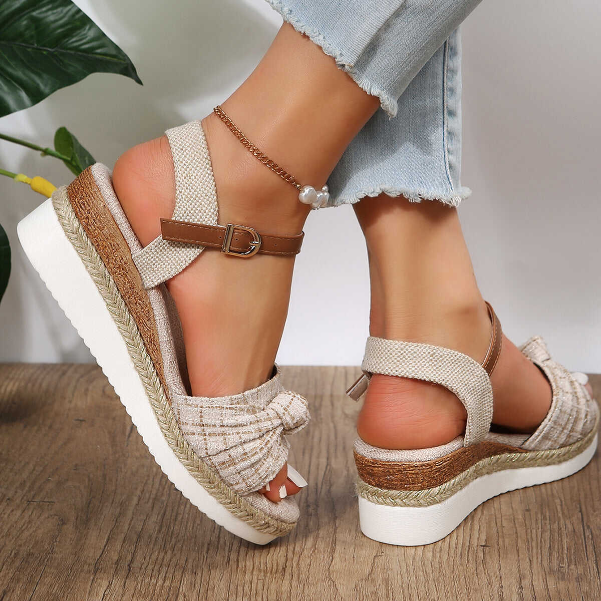 Buckle Wedge Platform Sandals