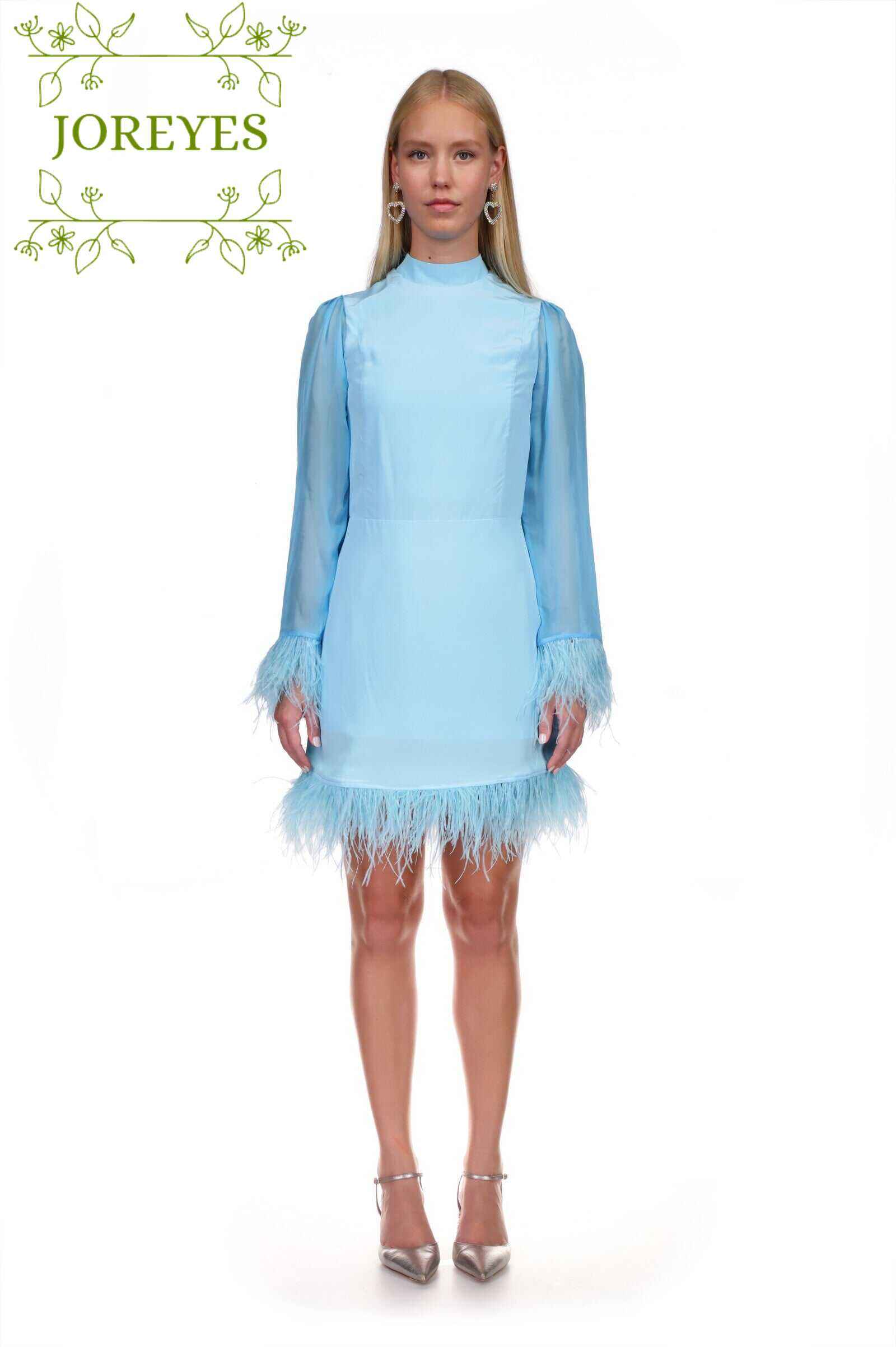 Tate Dress with Feather Trim