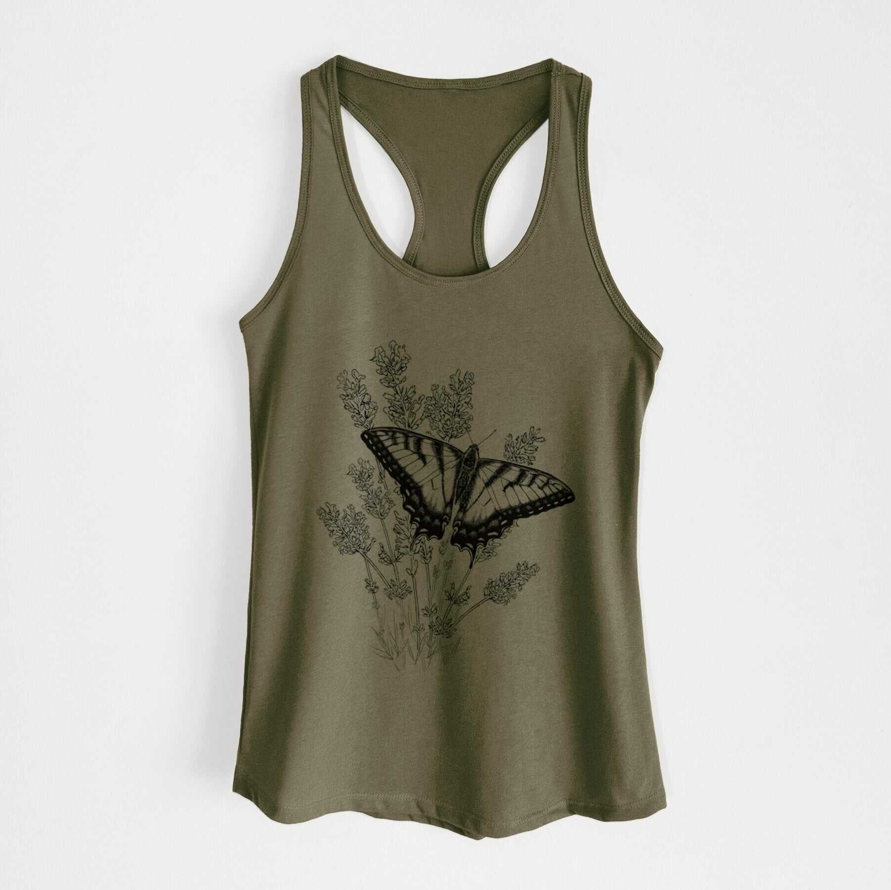Eastern Tiger Swallowtail with Lavender - Women's Racerback Tanktop