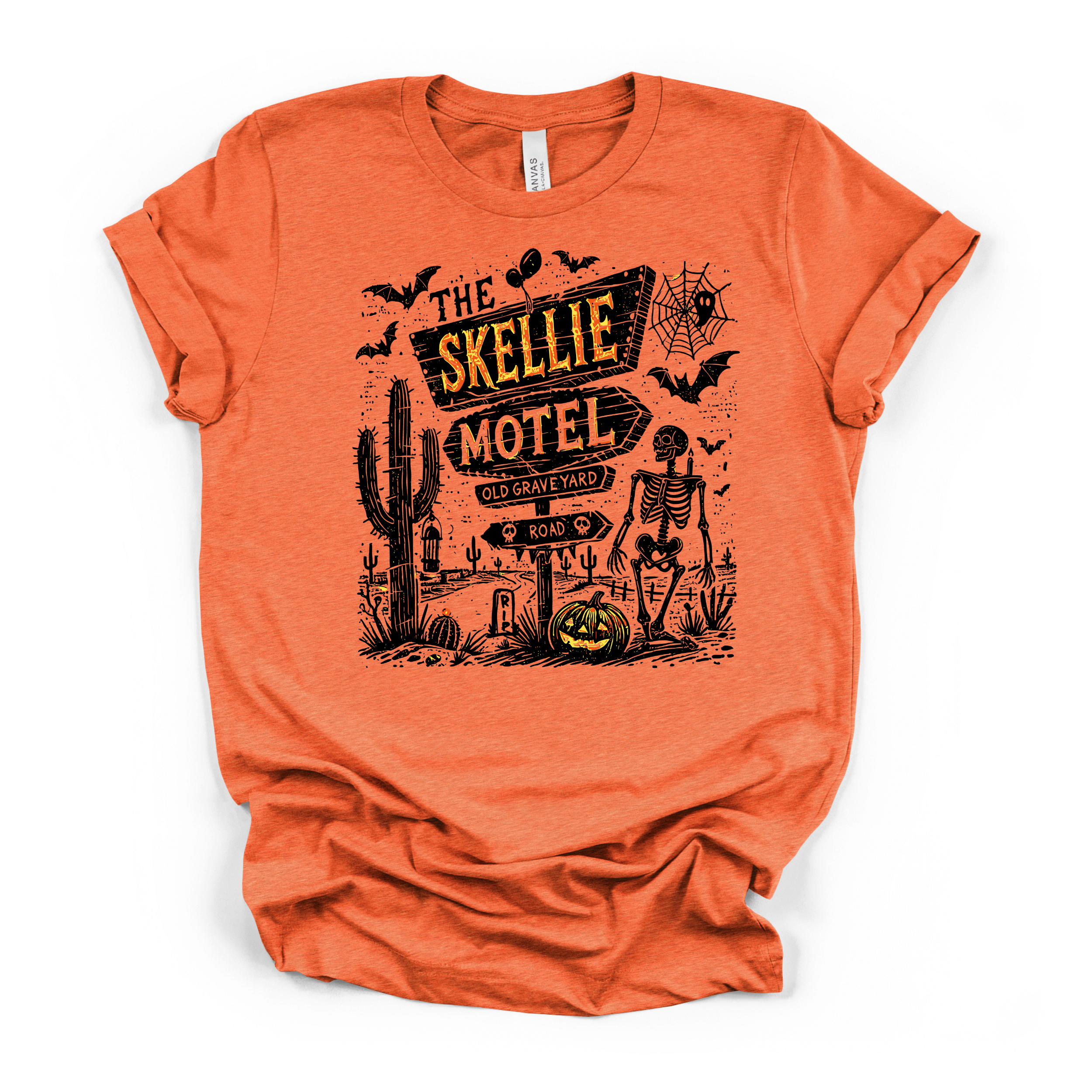 Skellie Motel Halloween T Shirt (Black Design)