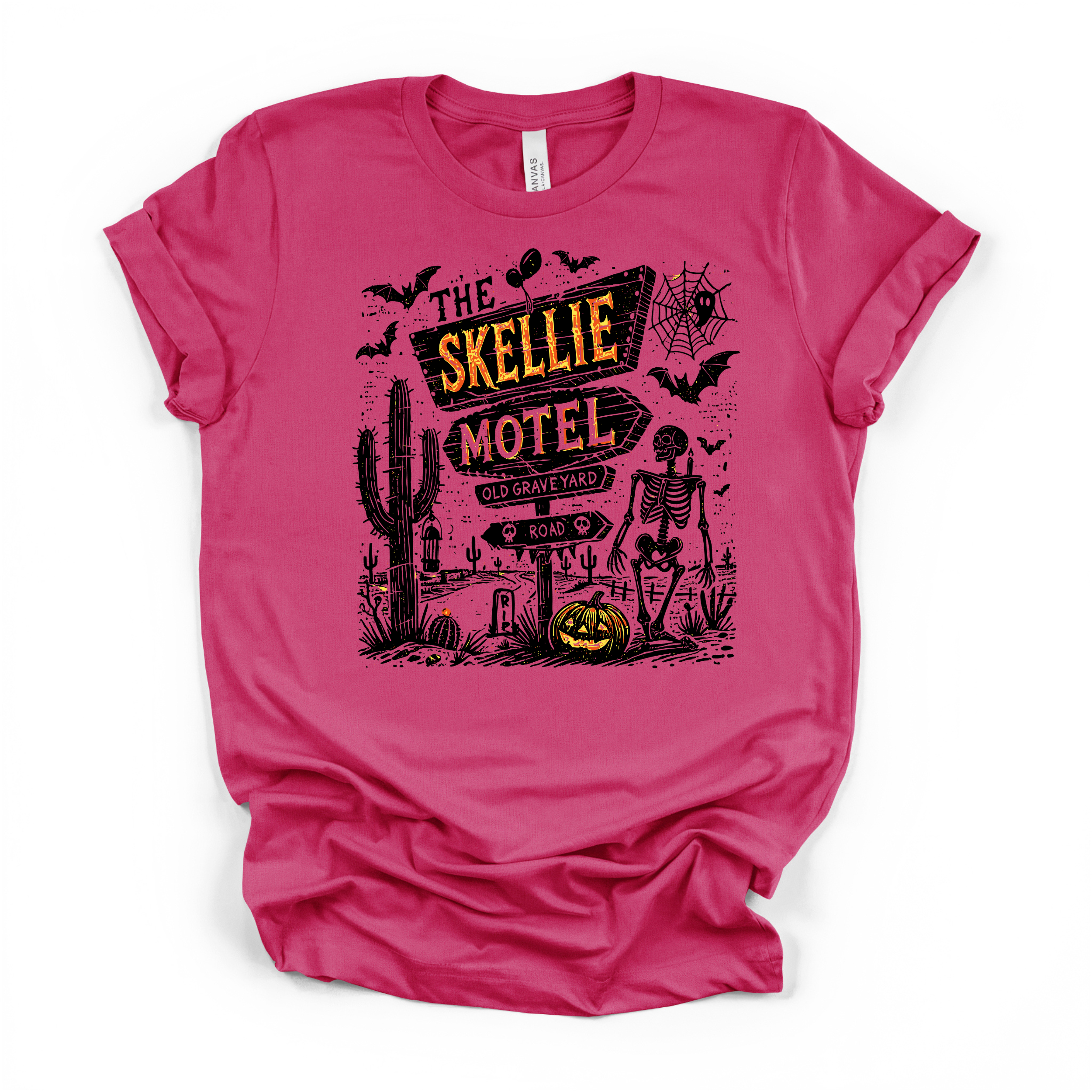 Skellie Motel Halloween T Shirt (Black Design)