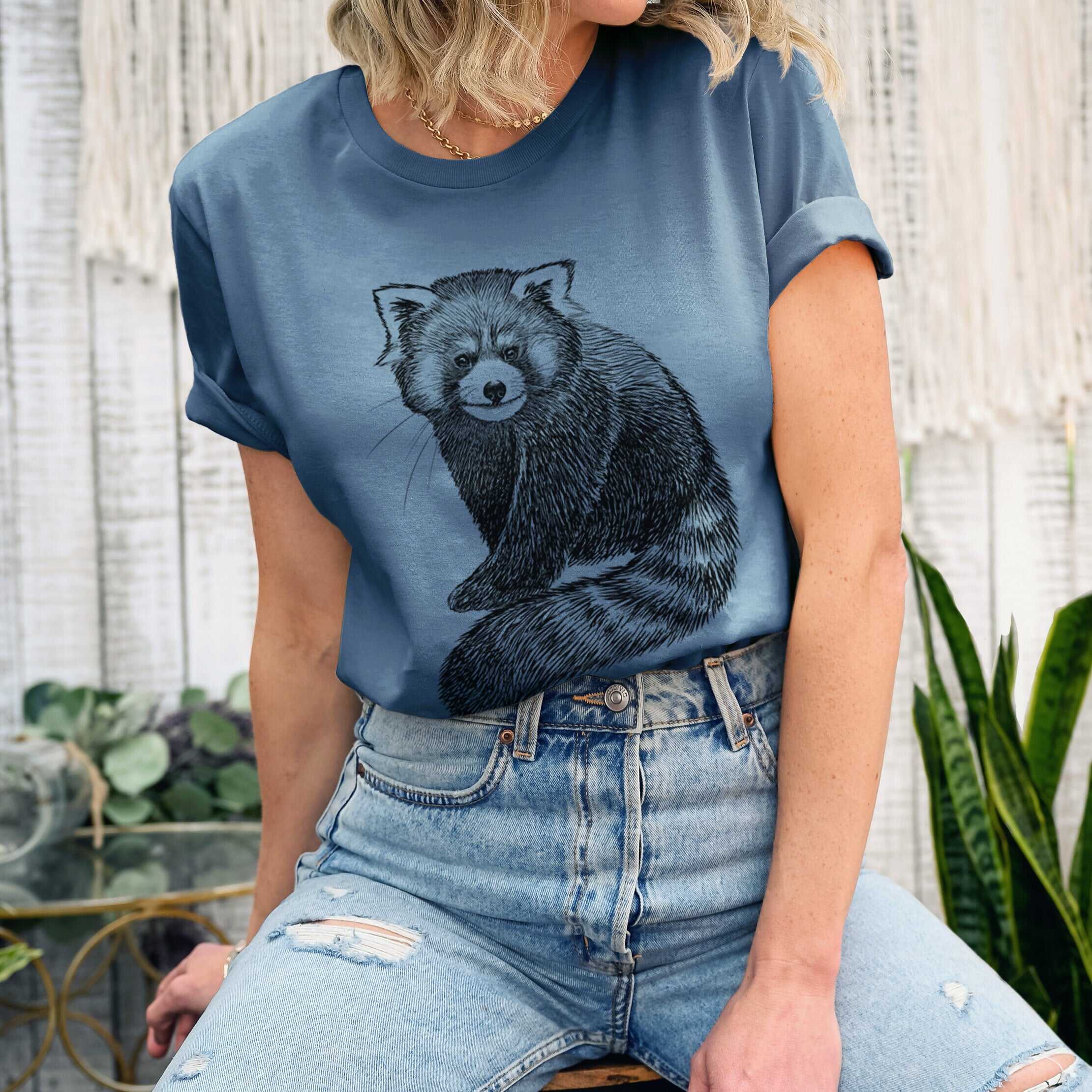 Red Panda - Ailurus fulgens styani - Lightweight 100% Cotton Unisex Crewneck