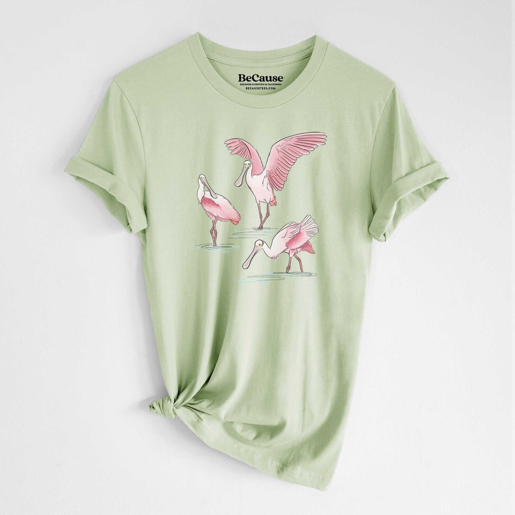 Roseate Spoonbill Trio - Platalea ajaja - Lightweight 100% Cotton Unisex Crewneck