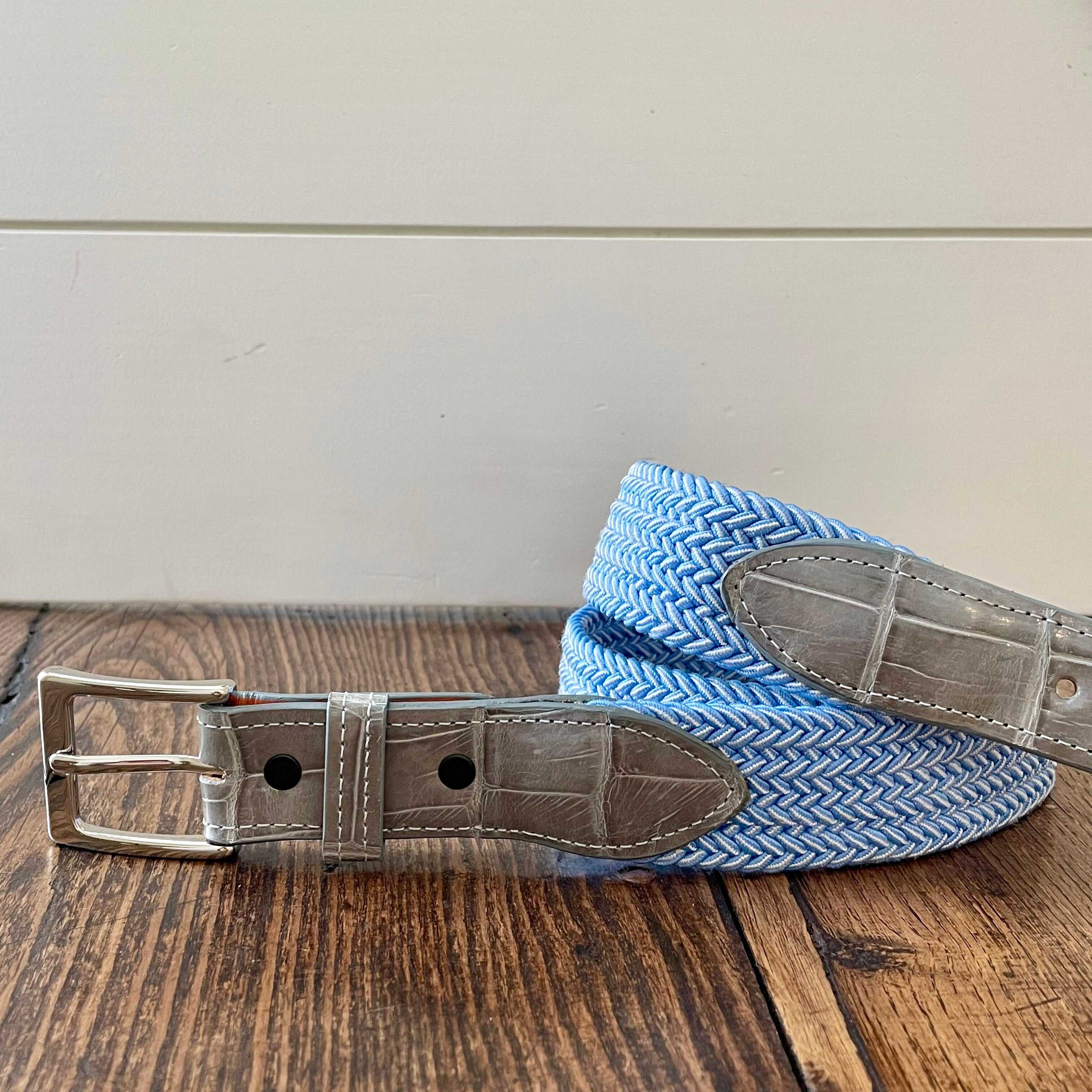 The Stretch Belt, Light Blue & White