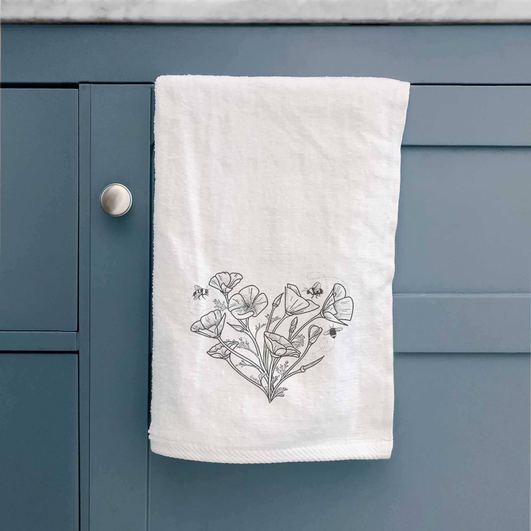 California Poppy Heart Premium Decorative Hand Towel