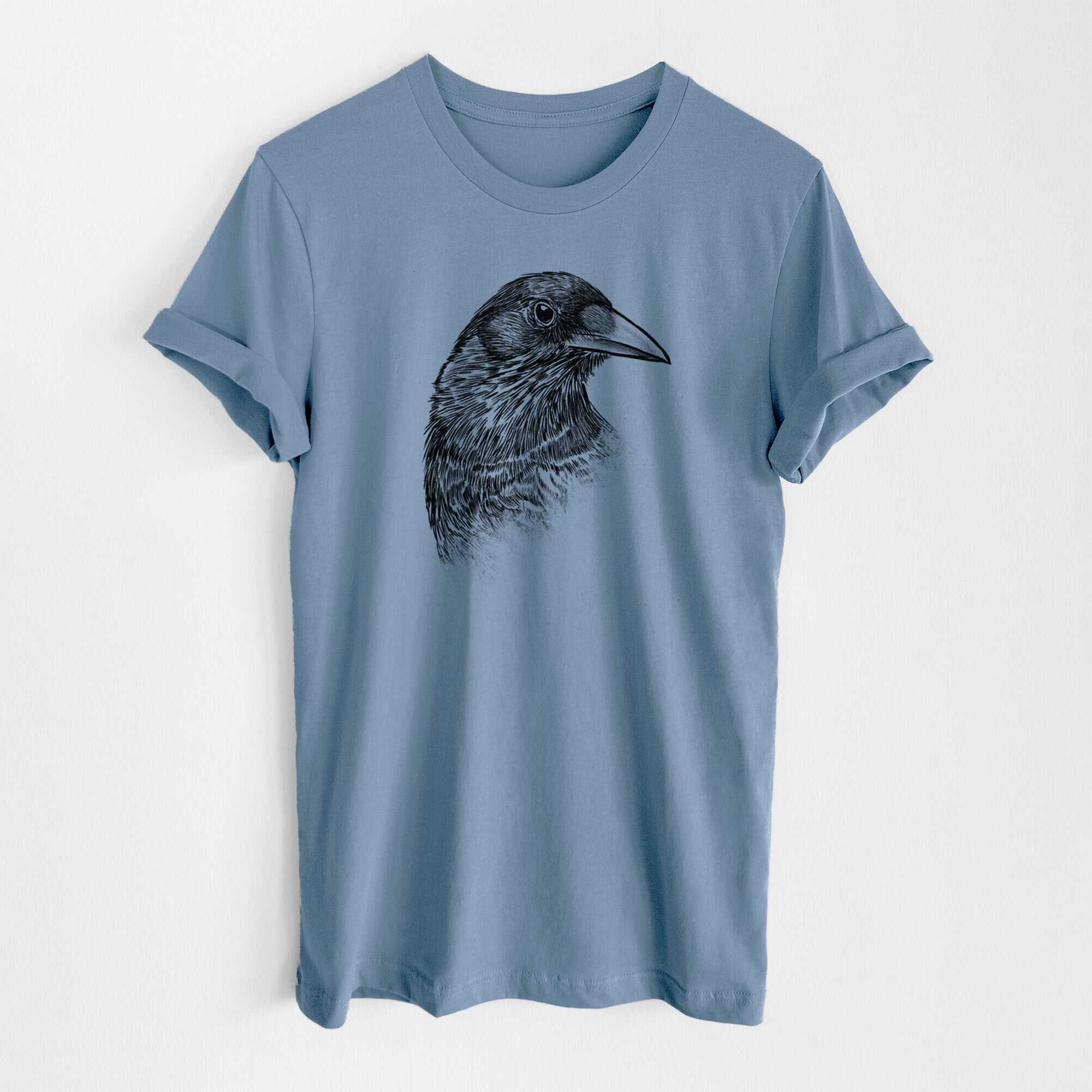 American Crow Bust - Corvus brachyrhynchos - Lightweight 100% Cotton Unisex Crewneck