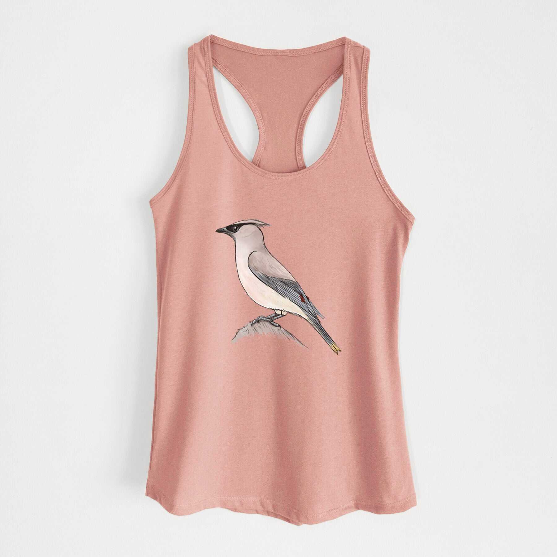 Vibrant Cedar Waxwing - Bombycilla cedrorum - Women's Racerback Tanktop
