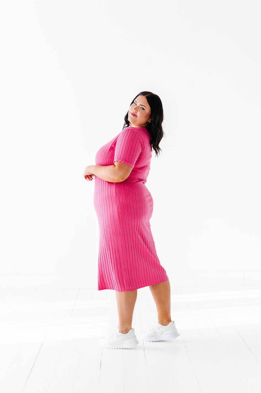 Harper Short Sleeve Dress in Hot Pink - Size XL, 1X, & 2X Left