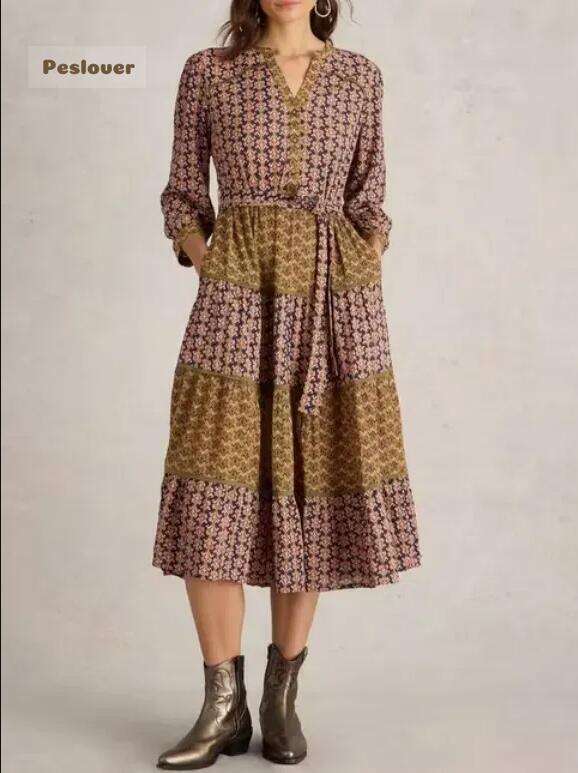 Mabel Mixed Print Midi Dress