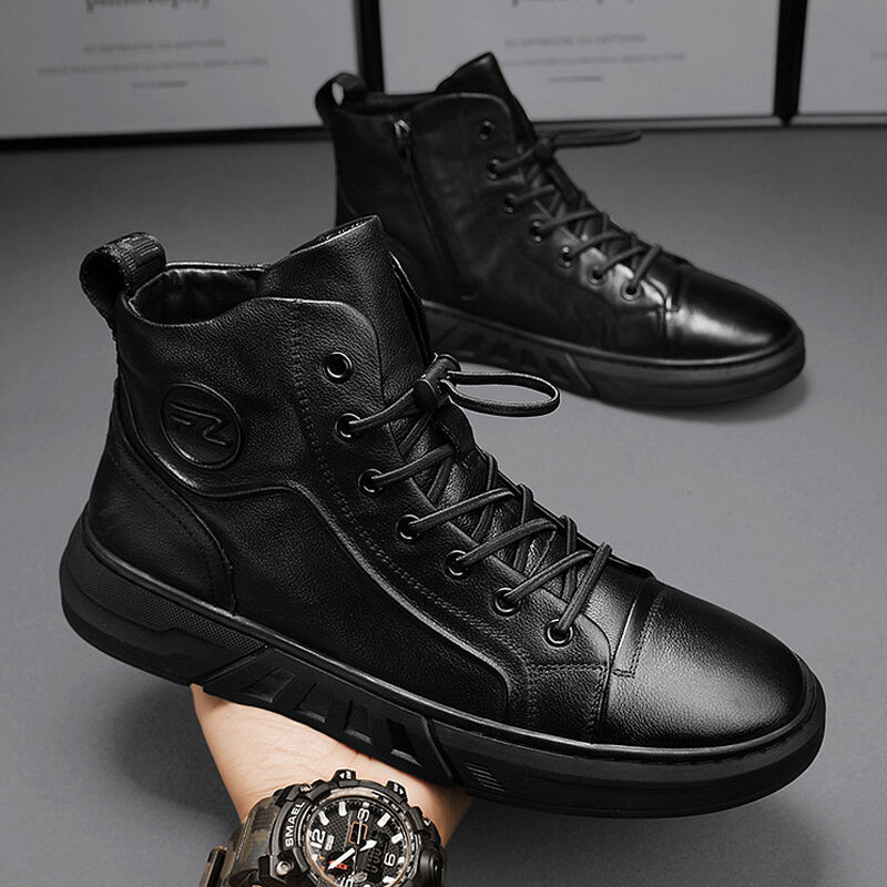 (🔥Hot Sale) Men's Top-Quality Motorcycle Boots Genuine Leather Waterproof Anti-Slip Anti-Sprain