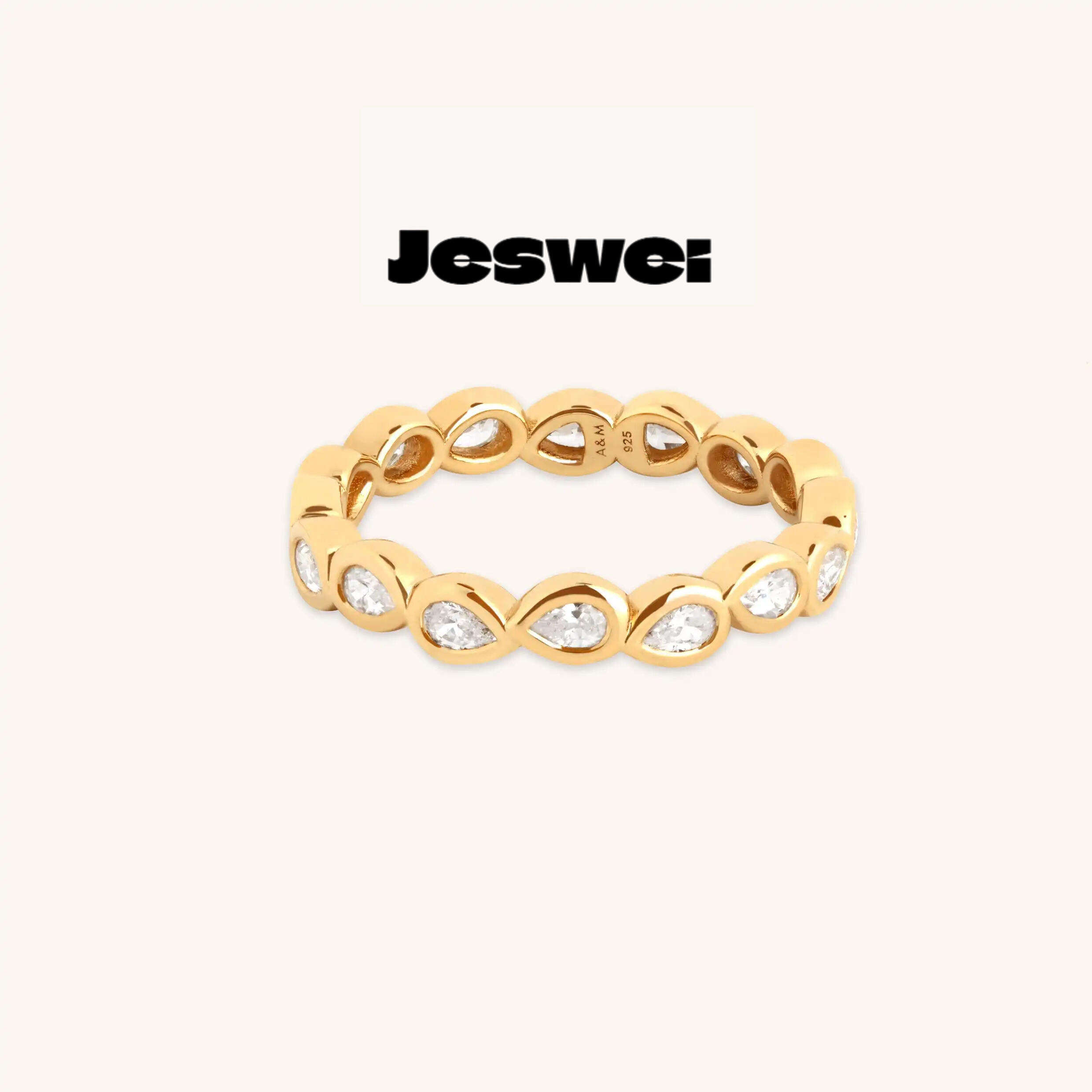 Pear Crystal Bezel Ring in Gold
