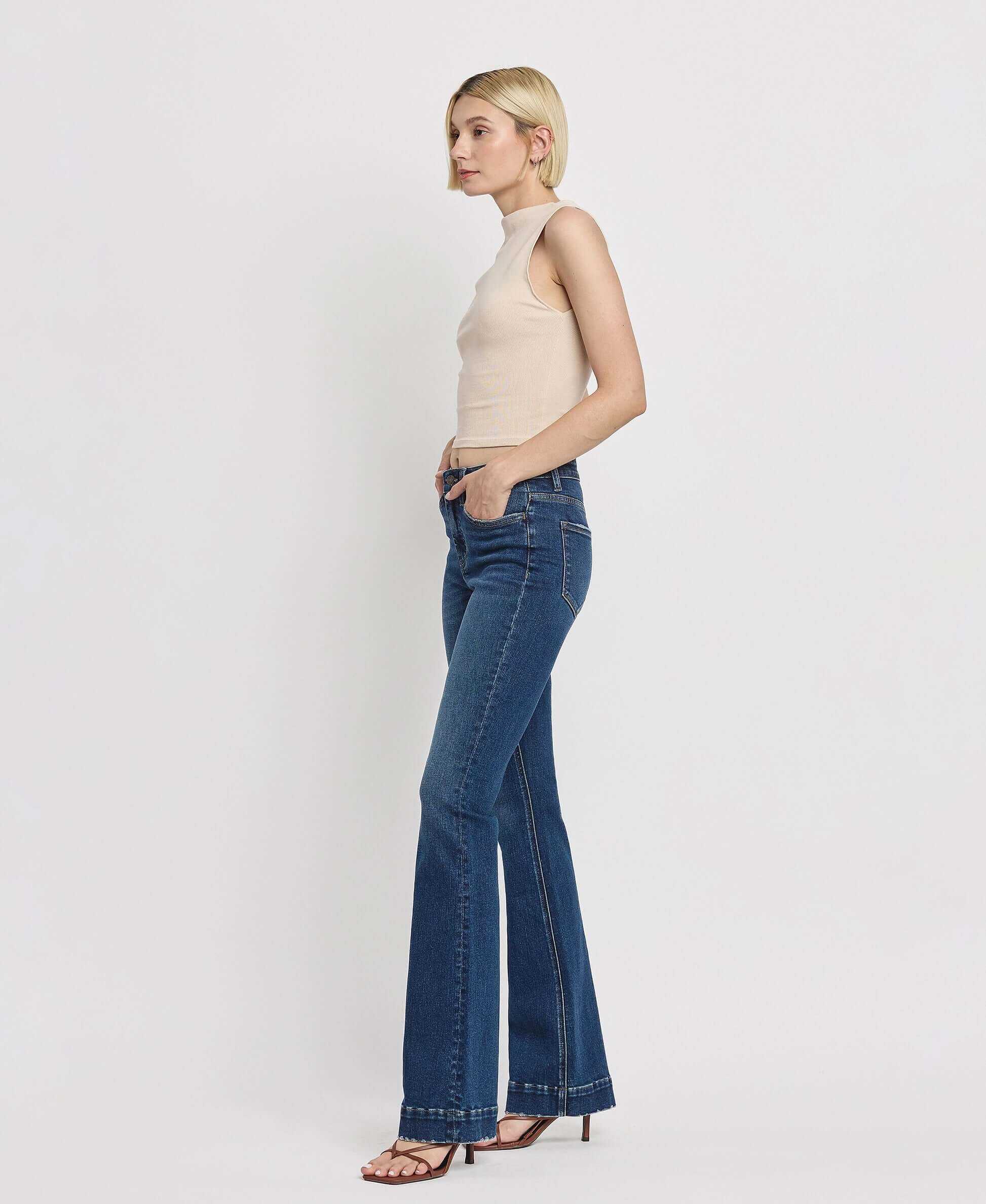 Vervet by Flying Monkey Sustainability High Rise Trouser Fit Boot Cut Jeans
