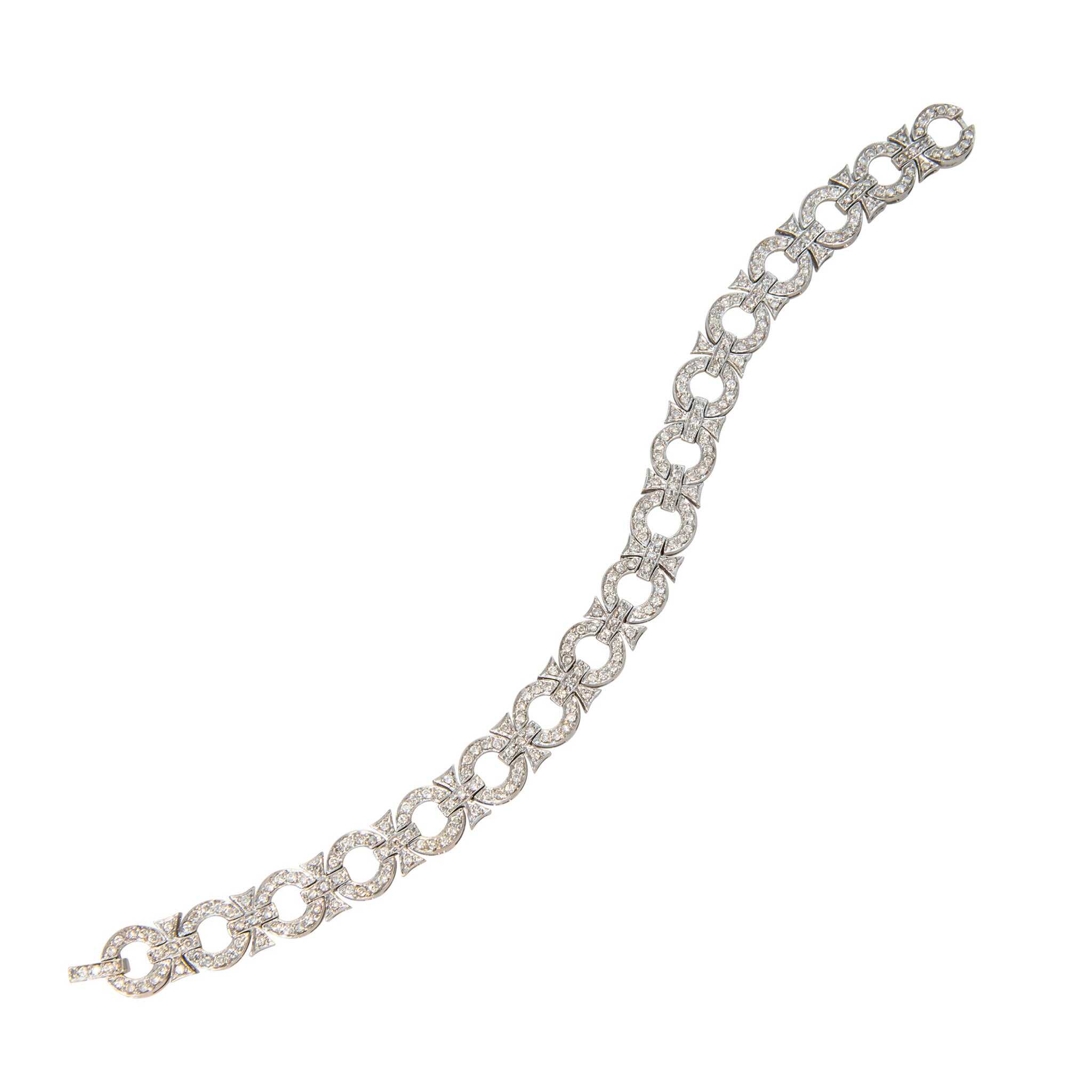 Vintage 3.80ctw Diamond Pavé 18K White Gold Bracelet