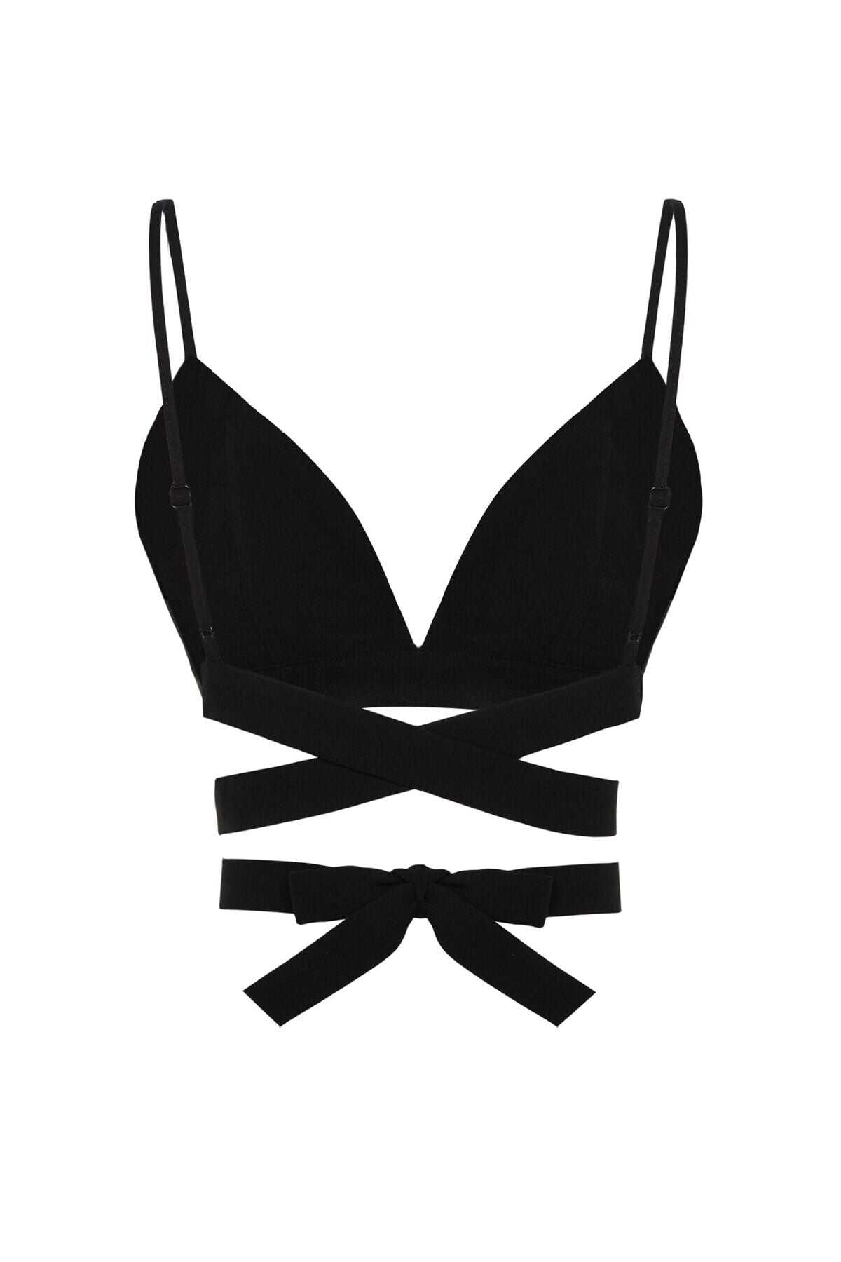 Silkcomo Black Embellished Crisscross Crop Top