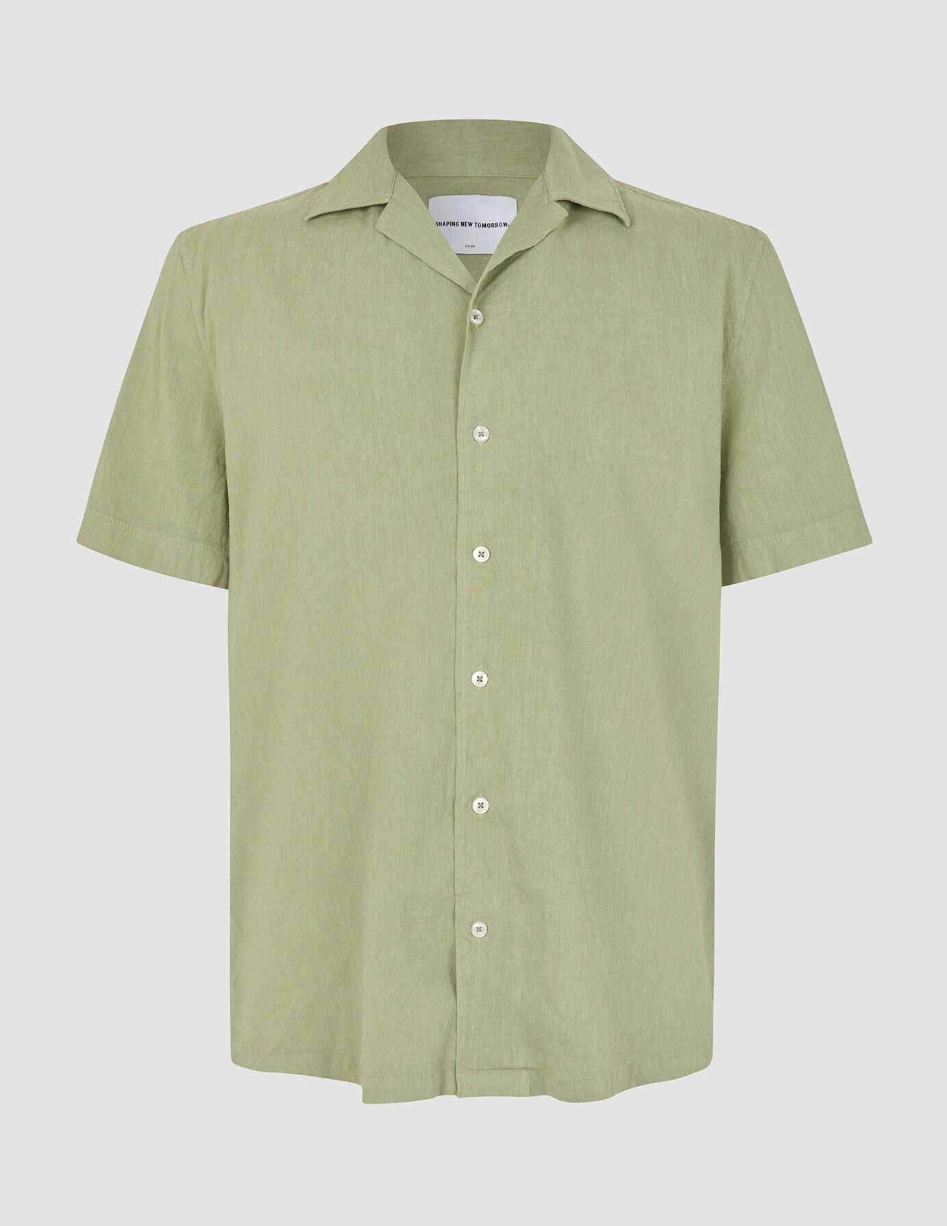 Refined Linen Bowling Short Sleeve Shirt Tea