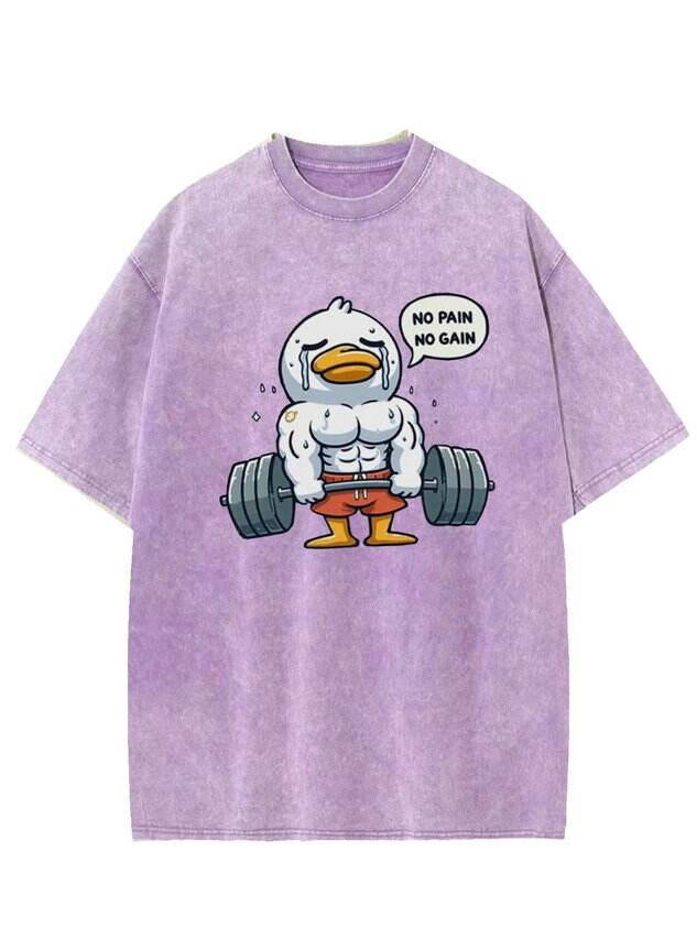 🦆 Fun Fitness Weeping Duck Print Washed T-Shirt