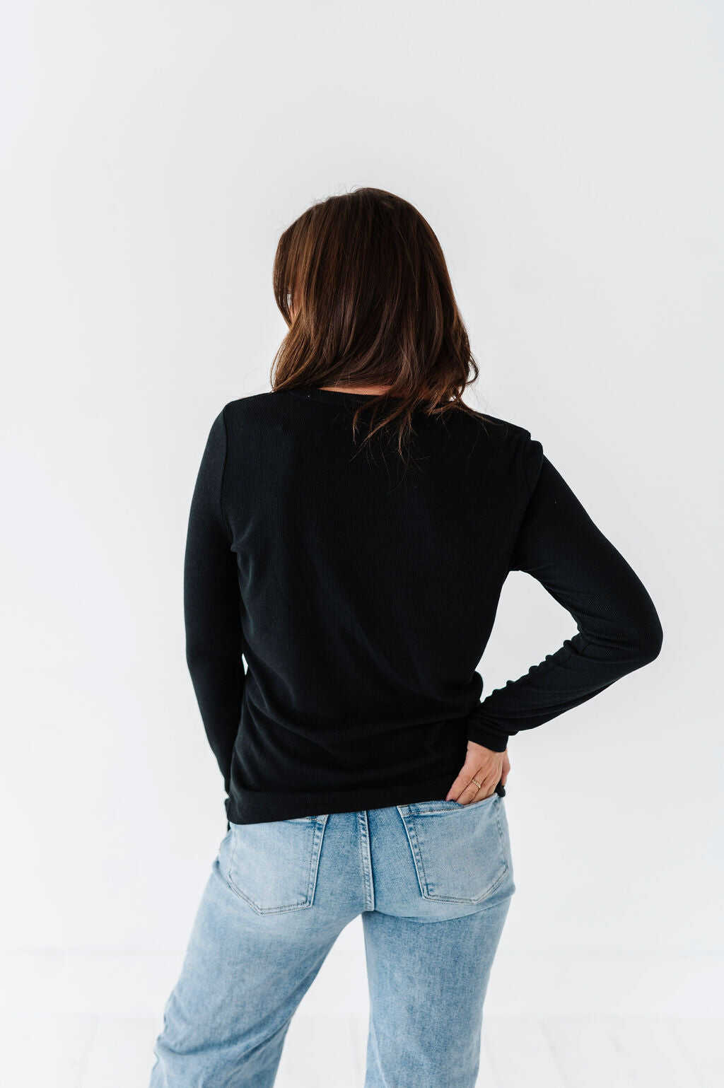Kori Basic Ribbed Top in Black