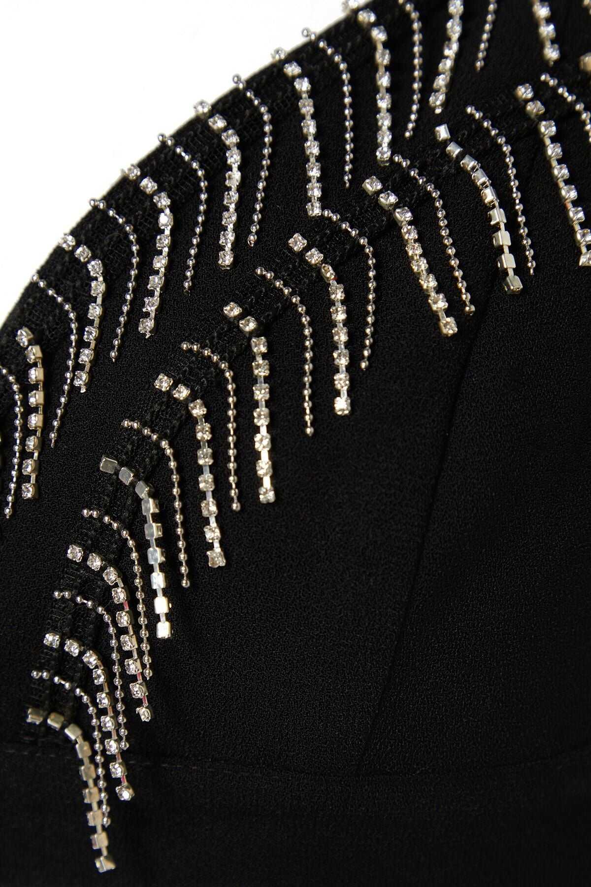 Silkcomo Black Embellished Crisscross Crop Top