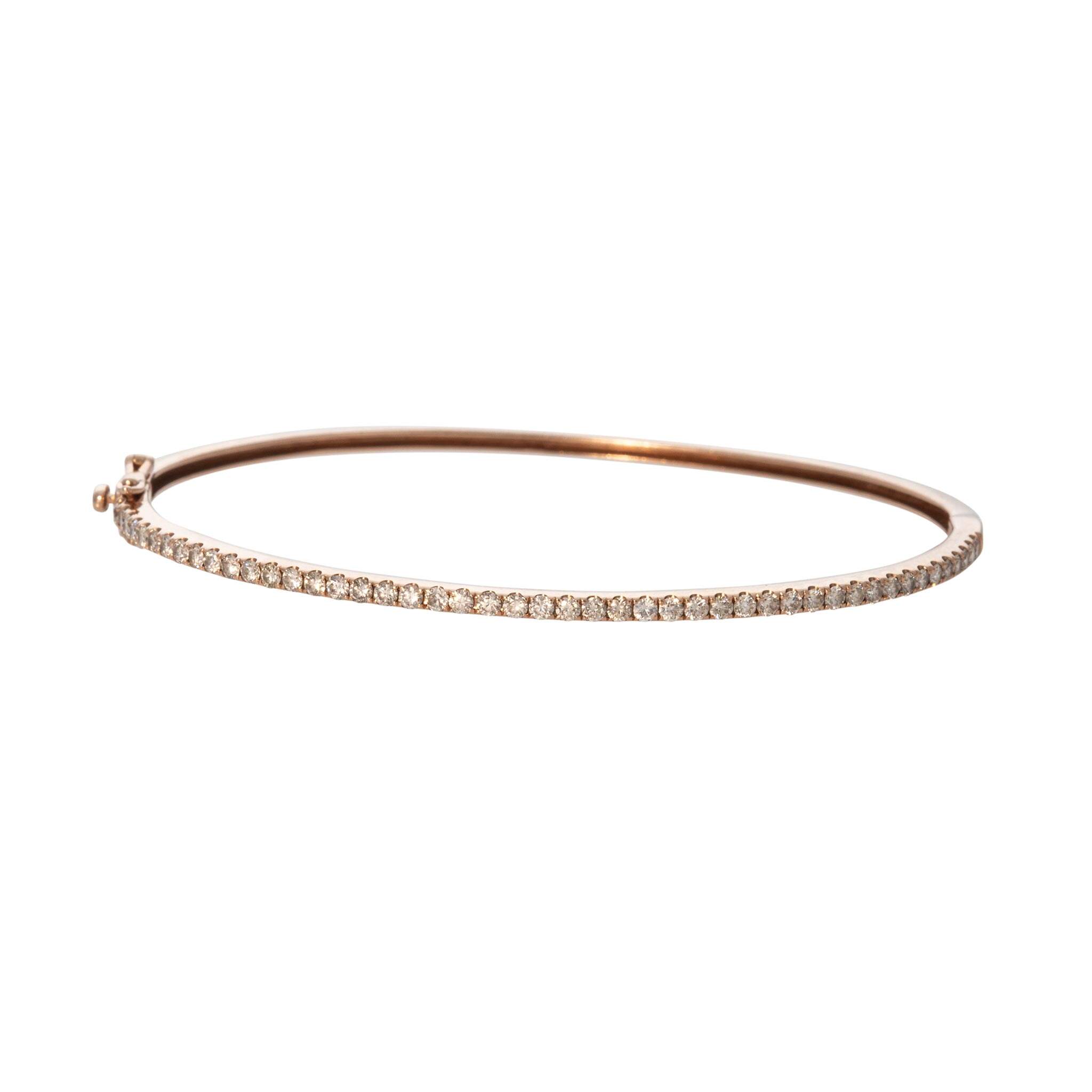 Vintage 1ctw Diamond Pavé 14K Rose Gold Bangle