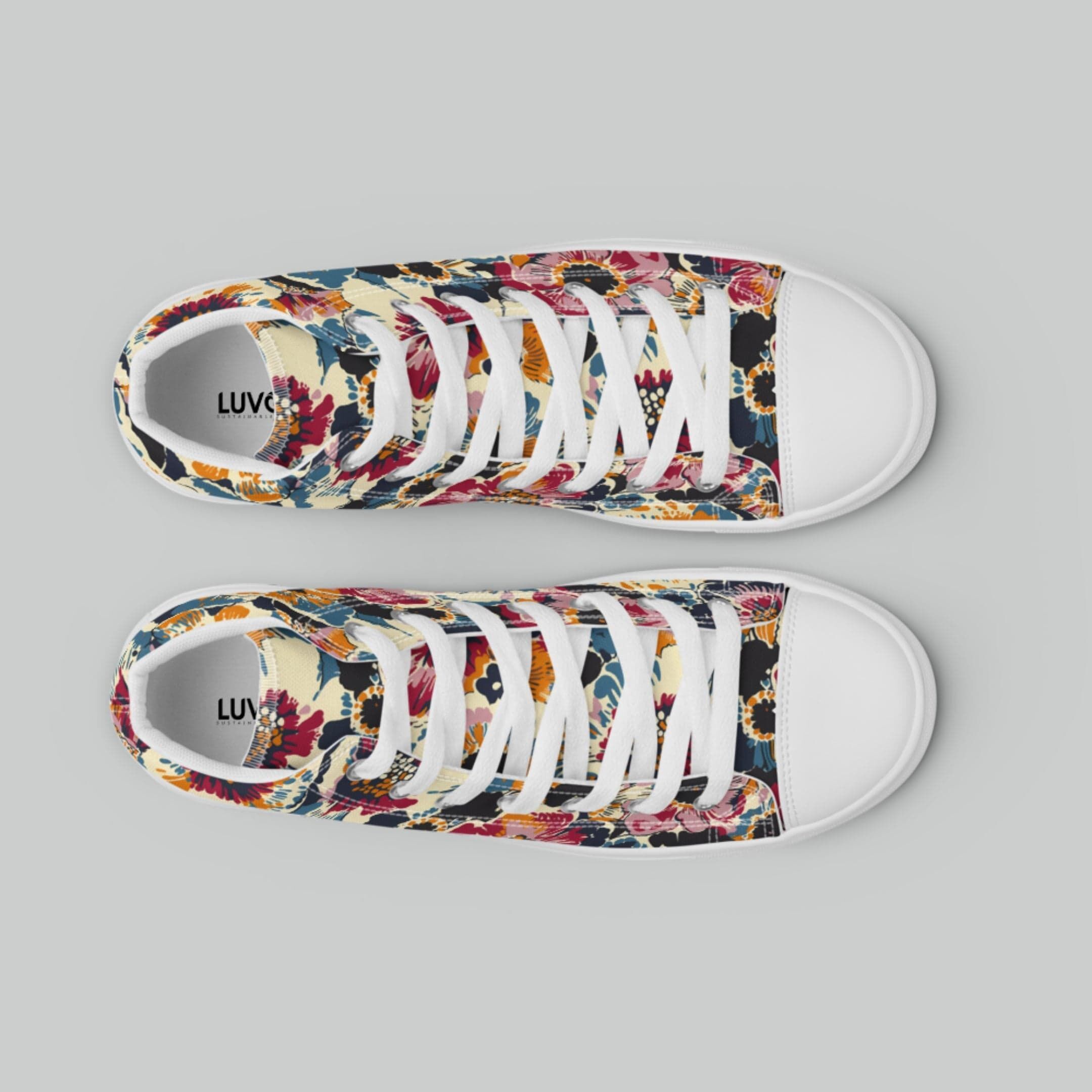 Bold Vintage Floral High Top Canvas Shoes