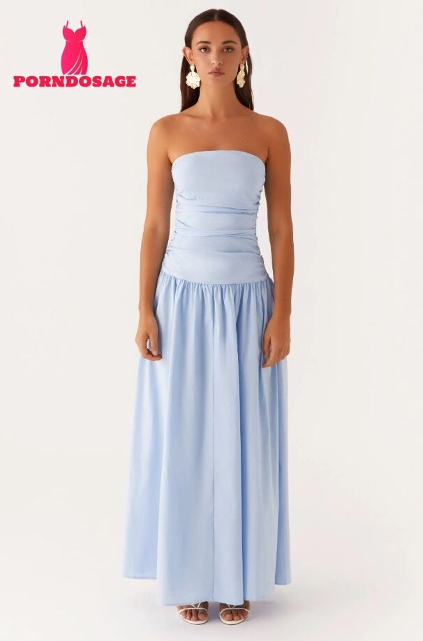 Solid Off-Shoulder Gathering Maxi Dress
