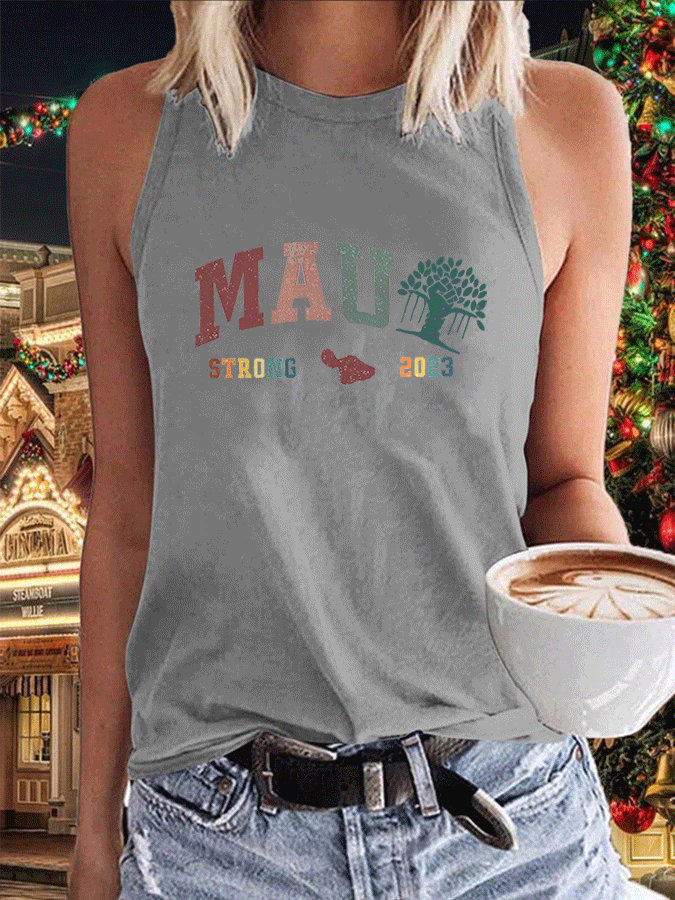 Women's pray for maui lahaina print casual tank top