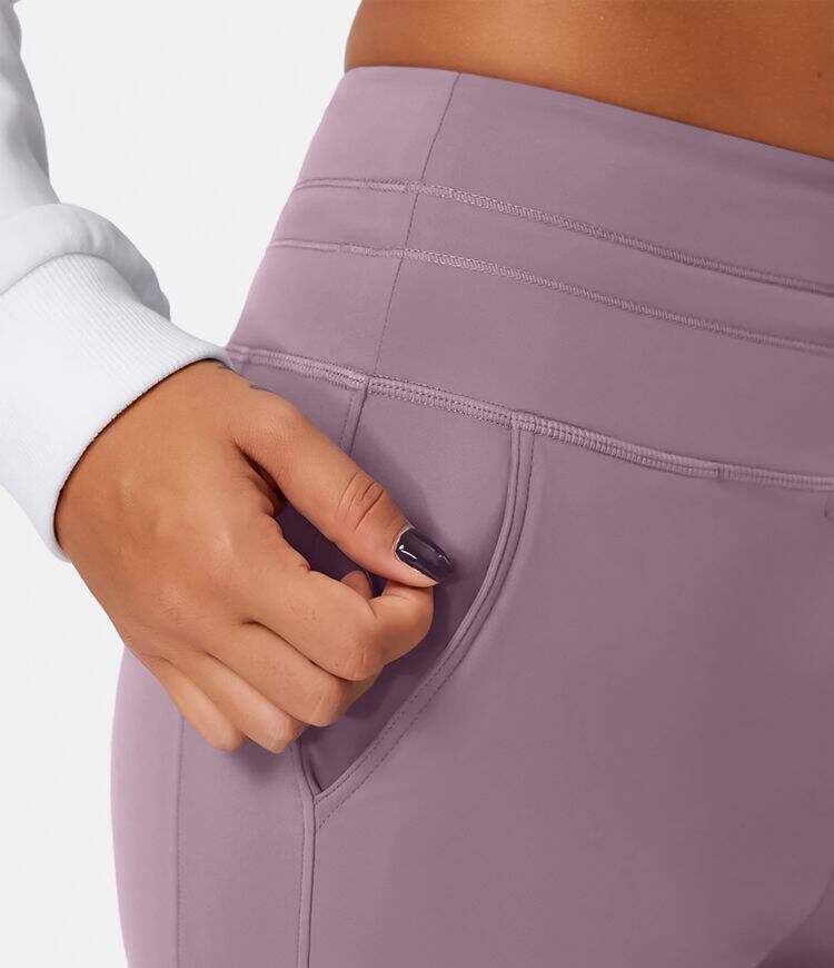 Airy High Waisted Drawstring Side Pocket Plain Cool Touch Full Length Joggers-UPF50+