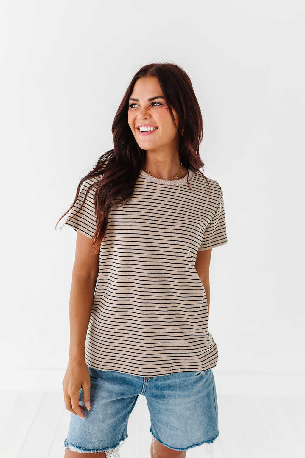 Felicity Striped Top in Oatmeal