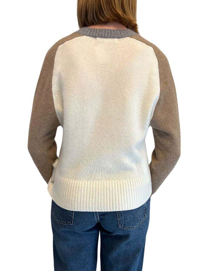 Lafata Cashmere Cardigan W/ Double Rib Cuff in Neutral