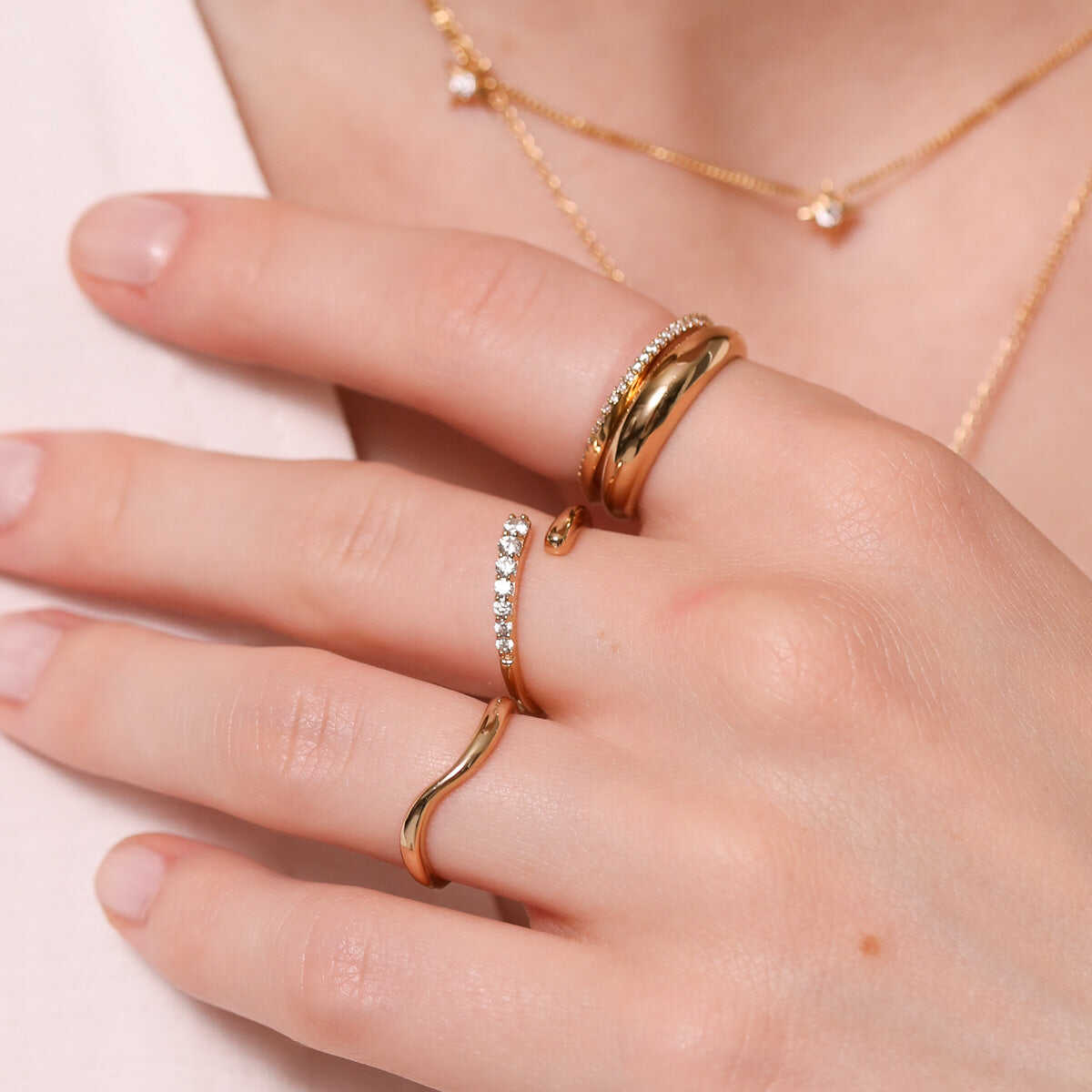 Orbit Crystal Open Ring in Gold