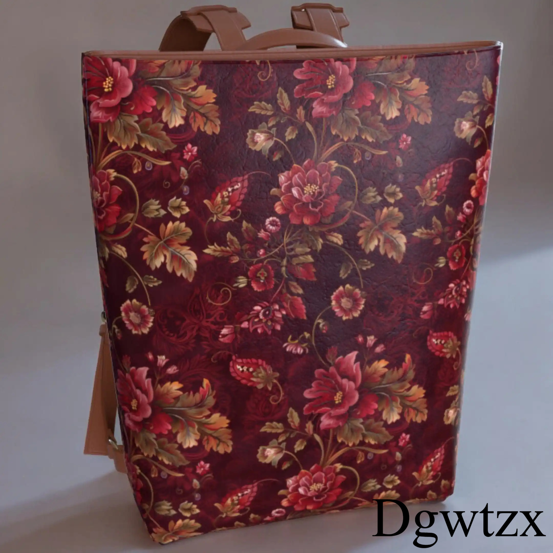 Vegan Leather Backpack - Vintage Floral