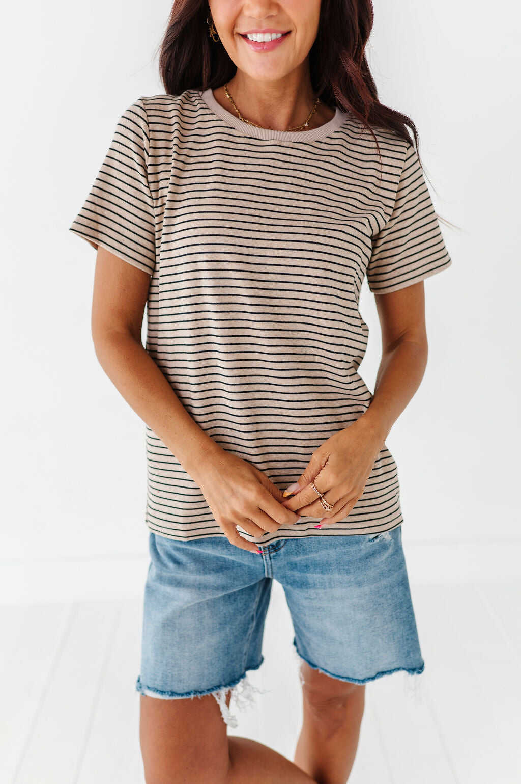 Felicity Striped Top in Oatmeal