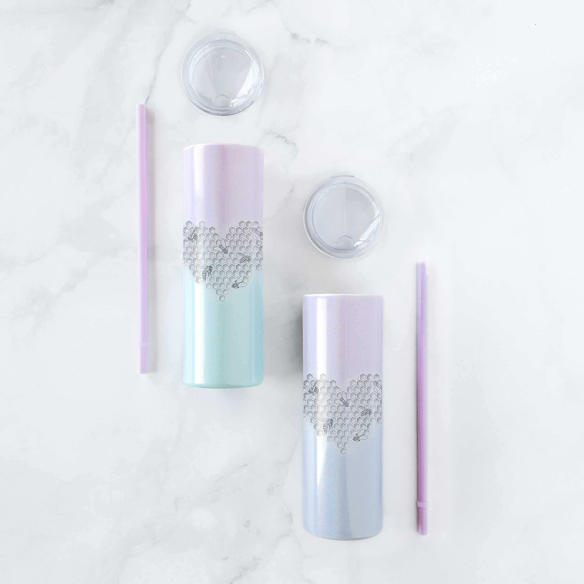 Honeycomb Heart with Bees - 20oz Skinny Tumbler